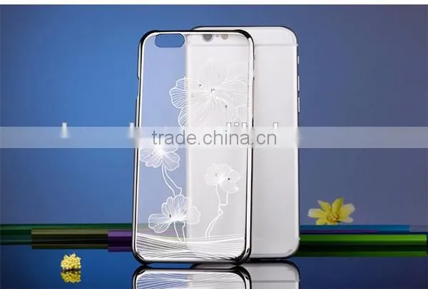 Wholesale fashion flower diamond hard cases for iphone 6 plus