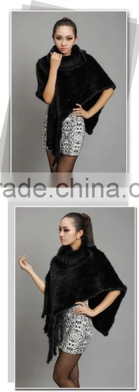 Real Mink Fur Woman Fashion Shawl/Poncho KZ14081