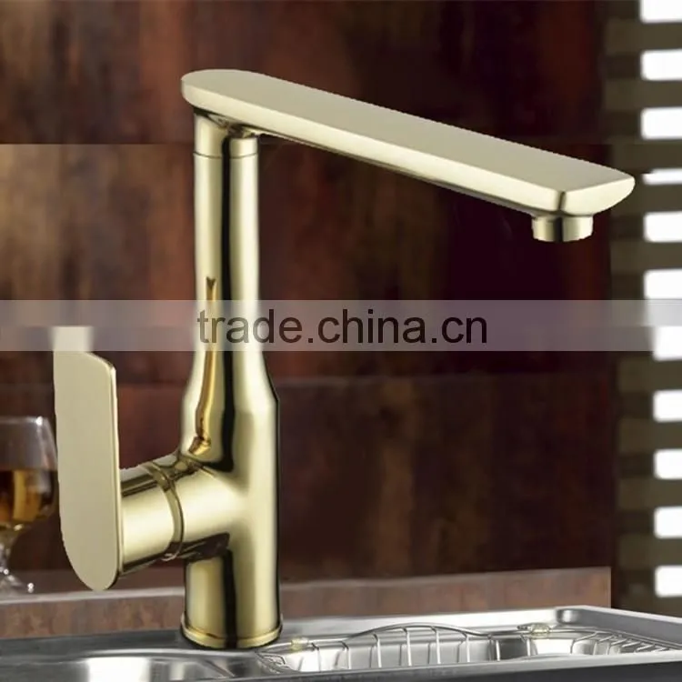 Gold Square Single Handle Kitchen Faucet