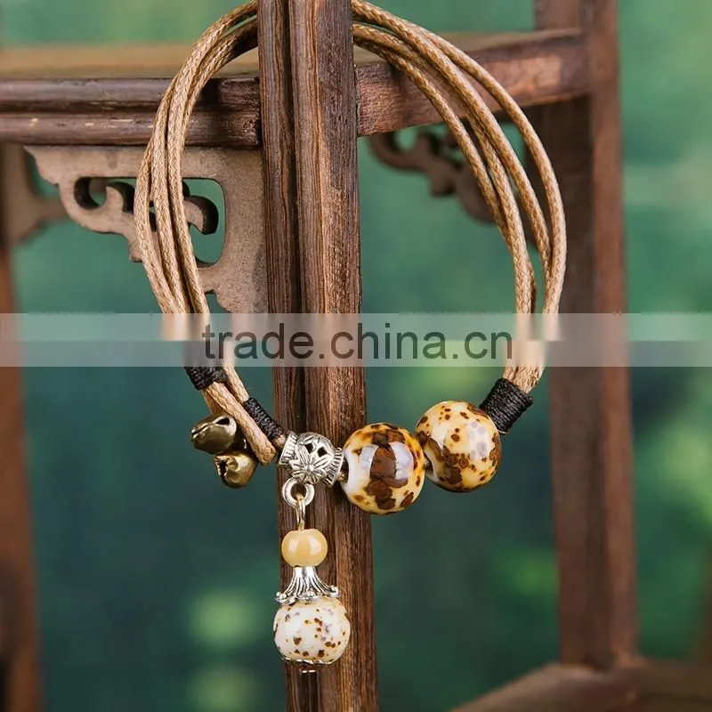 In Stock Wholoesale Jingdezhen Handmade Ceramic Bracelet leather bracelet