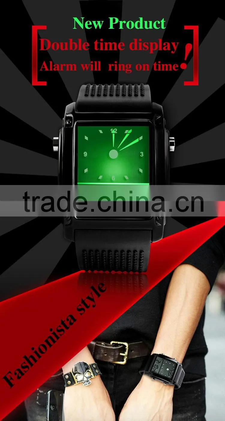 Backlight watch dial multiple silicone strap watch 1086