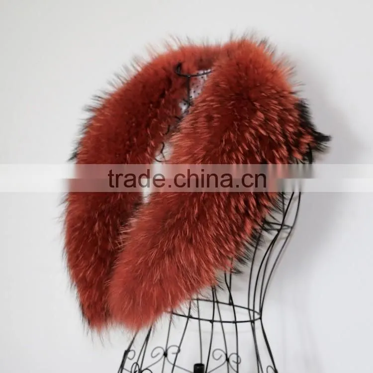 China Real Colored Raccoon Fur Collar Customized
