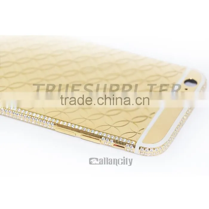 For iphone 6 24k gold plating back cover panel, rose gold housing with diamond