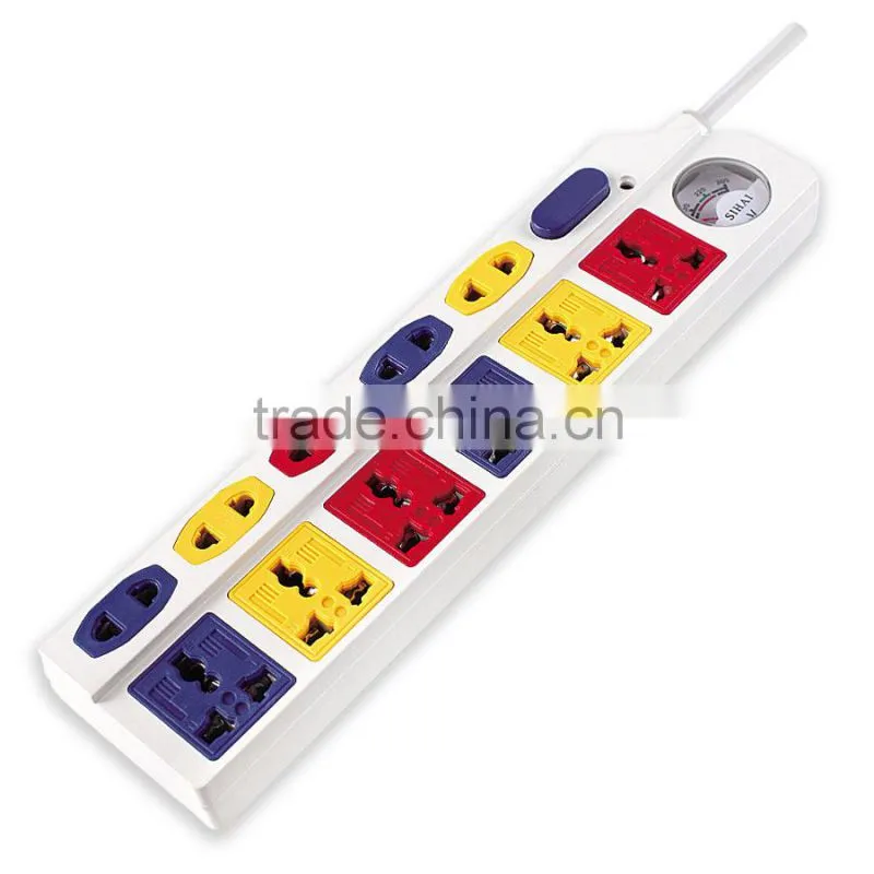 11 Ways Universal Multiple Electric Color Power Strip With Voltmeter
