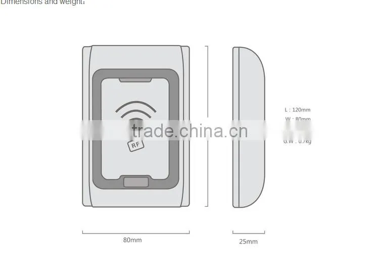Waterproof standalone access control keypad OCS-RF005EM
