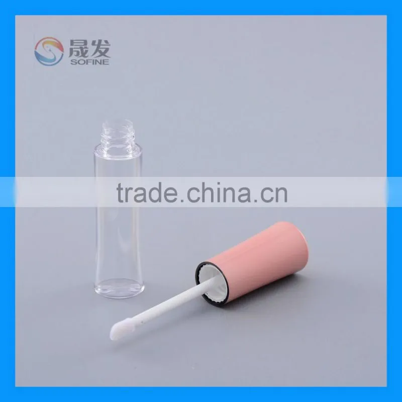 China wholesale 10ml clear plastic lip gloss hard tube with pink cap