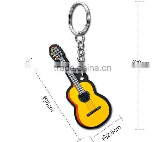 guitar shape PVC Keychain,Silicone key holder,Rubber key chain
