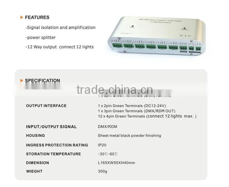 Professional DMX/RDM Signal Amplifier and Power Splitter