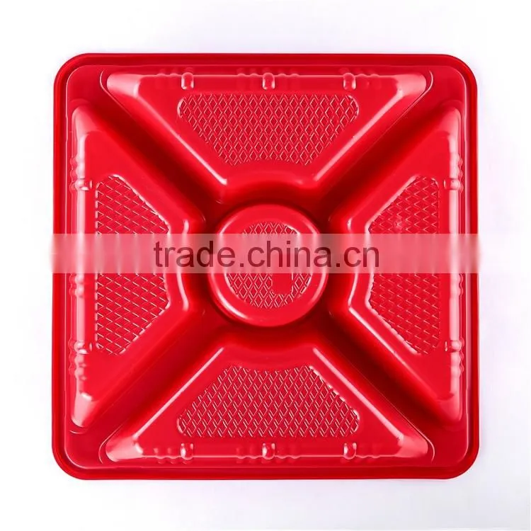 SM1-3109Red 5 Compartment Box Disposable Plastic Red Tray