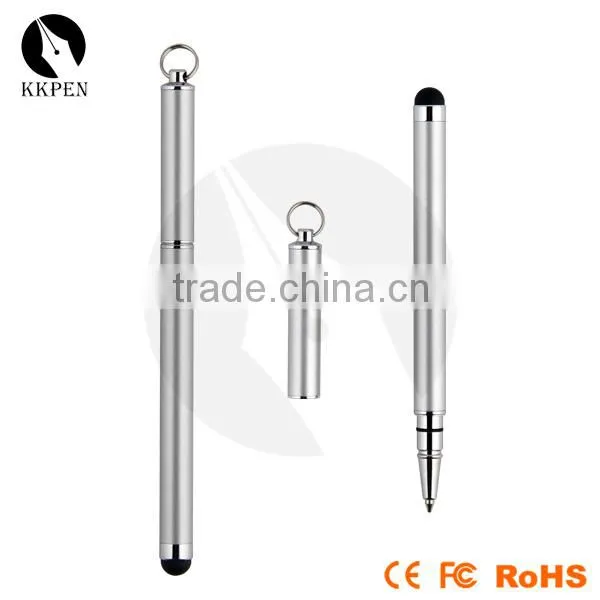 KKPEN stylus pen metal siver fashionable 2 in 1 ball pen with swinging ring