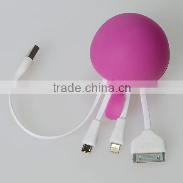 3 in 1 silicon USB Charging Cable