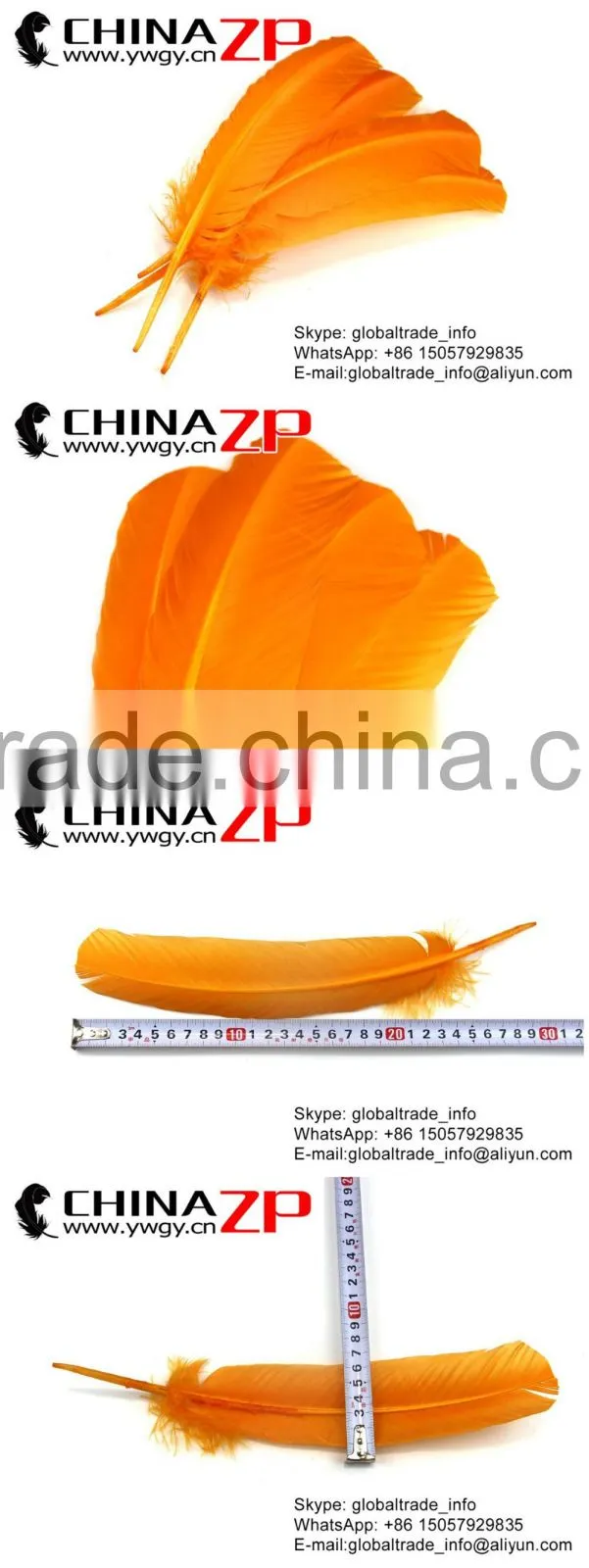 CHINAZP Wonderful Quality Natural Feather Dyed Light Orange Solid Color Turkey Feathers