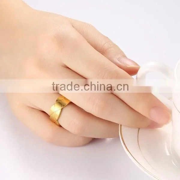 Fashion Personality Gold Plated 8 MM Stainless Steel Men Ring
