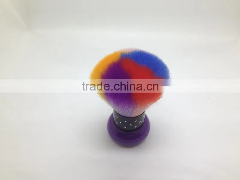 2015 wholesale romantic multicolor nylon hair aluminum ferrule purple plastic container kabuki powder brush