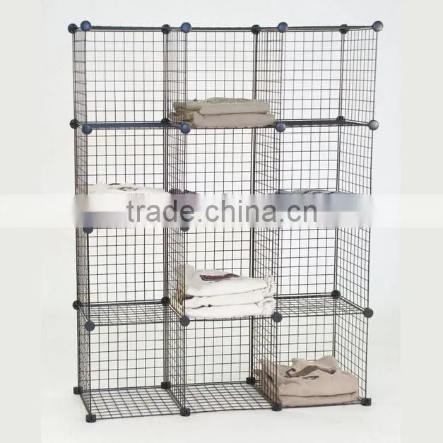 WHITE KIDS BEDROOM WHITE WIRE CUBE STORAGE UNIT SHOE CLOTHES STORE RACK (FH-ALW0030)