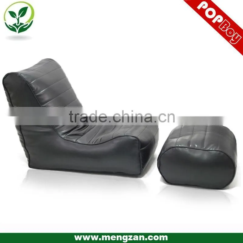 Cozy indoor beanbag lounger, high back bean bag recliner coupled with a foot-rest stool
