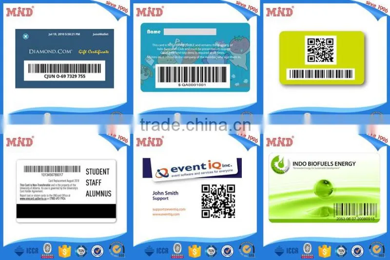 MDP359 Laminated PVC card with card number and barcode QR code