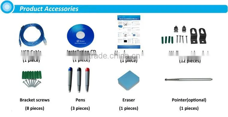 88 inch IR portable finger touch interactive whiteboard