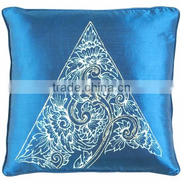 Pillow Case Cushion Covers Silk Art Fabric Painted TRIANGLE painting THAILAND FLOWERS
