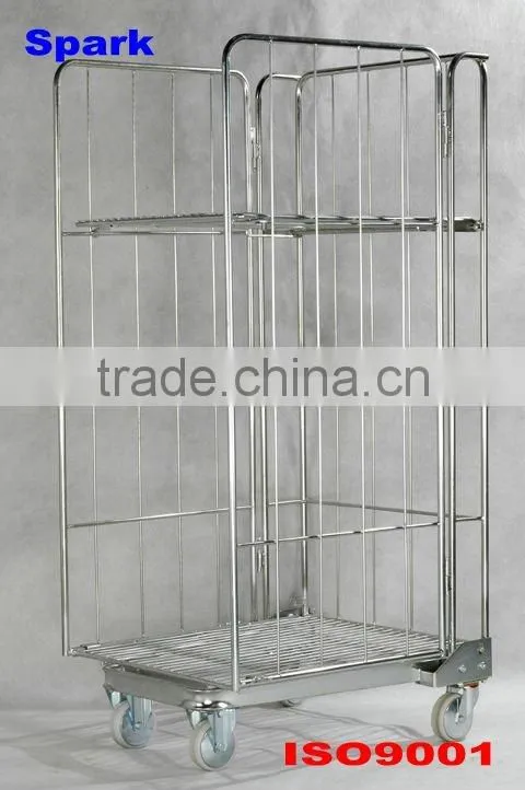 Folding hand trolley/storage cart/roll cage