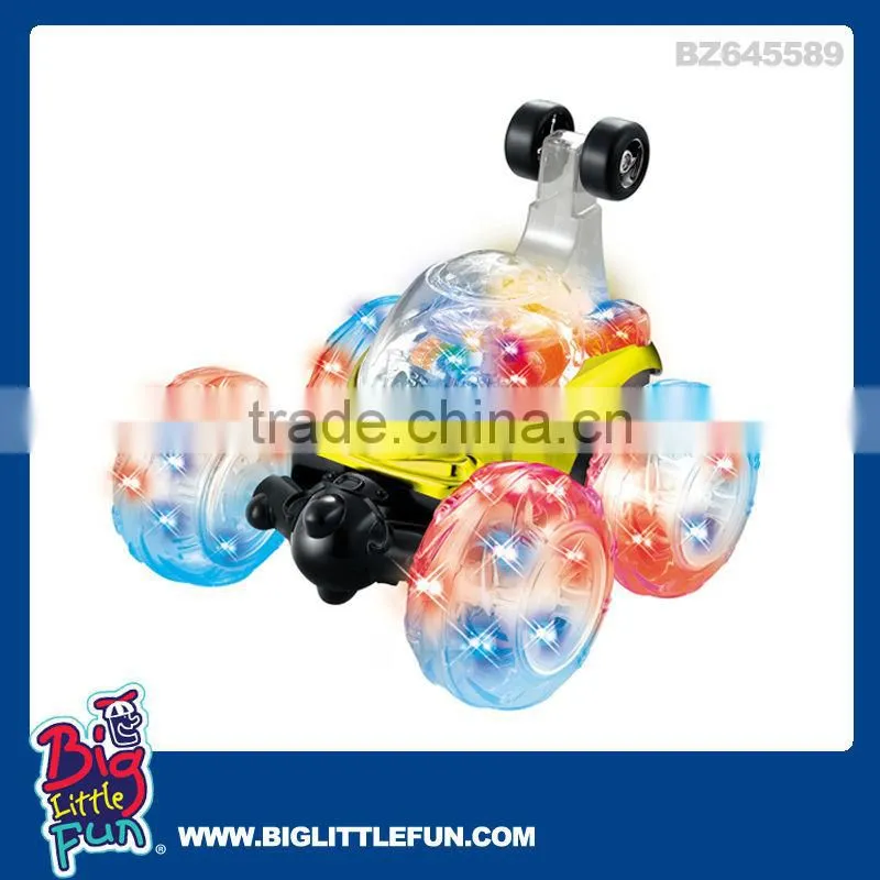 Flip stunt car remote control toy with flashing light