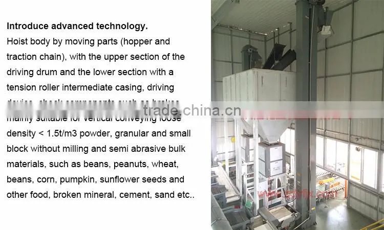 Vertical chain transmission lifting grain processing machinery
