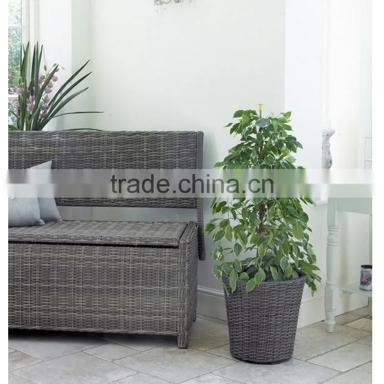 S&D cheap& high quality new style PE blow molding round grey wicker laxury rattan plastic flower pot / planter