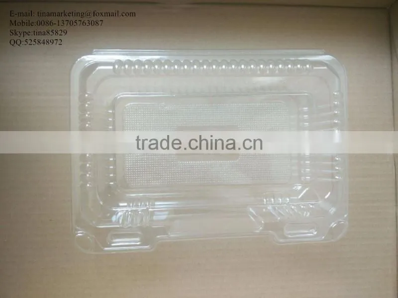 High Quality BOPS Clamshell Hinged Plastic food container for Bakery, Salad, Cake, Sushi and Pastry
