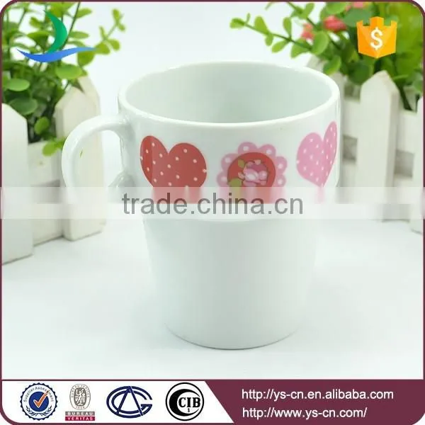 Wholesale ceramic tea mug with heart decal