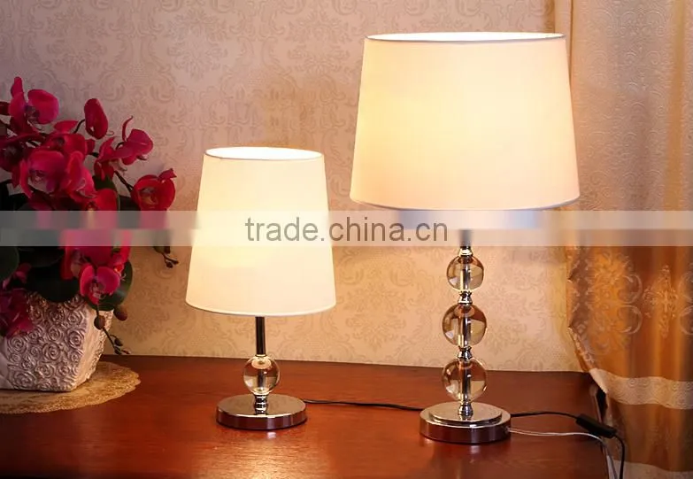 Concise modern design K9 crystal table lamp with fabric lampshade