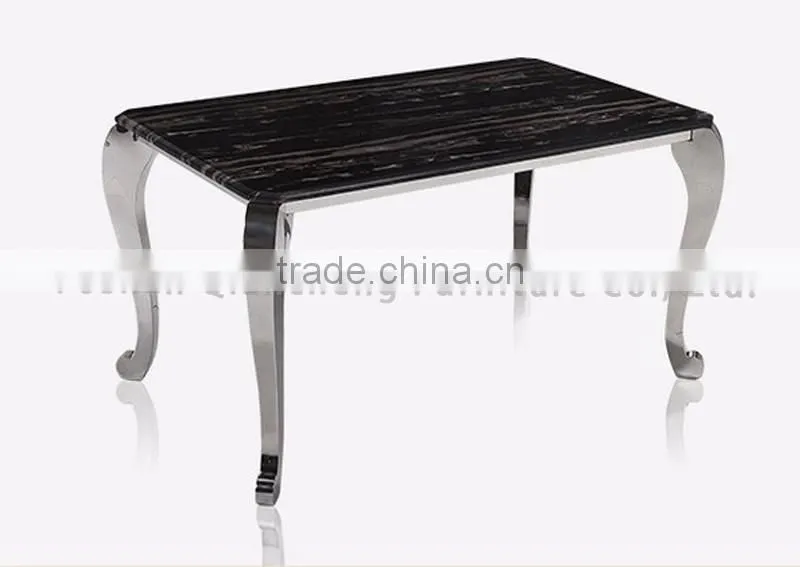 Marble top stainless steel dining table set for living room furniture