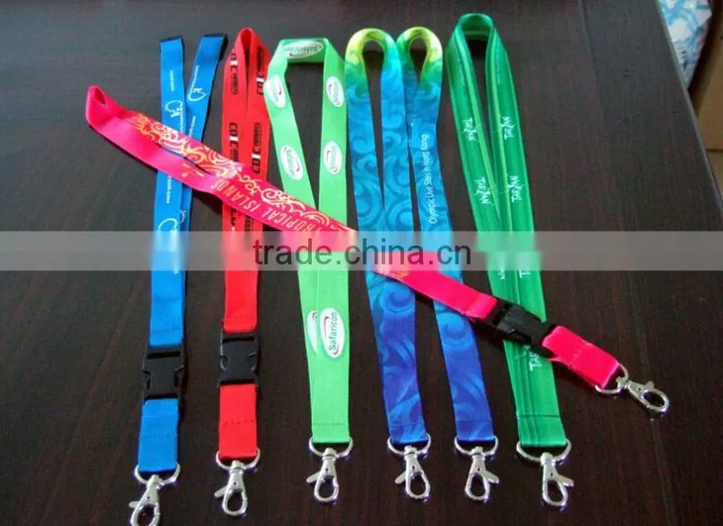 CMYK Submliamtion polyester lanyard strap with plastic buckle