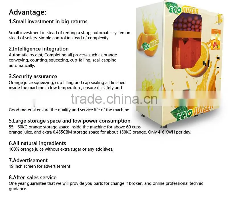 fruit orange juice squeezers dispenser kiosk