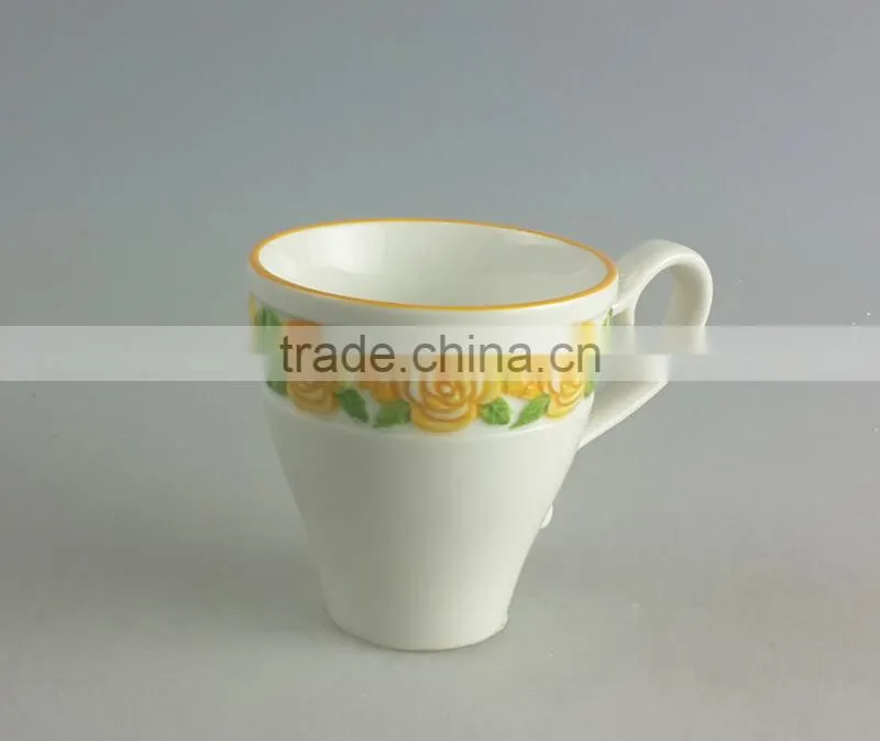 New bone embossed rose handpainted mug