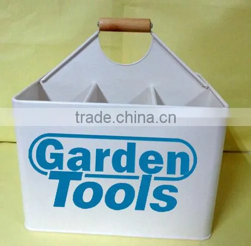 garden tool storage basket with dividers