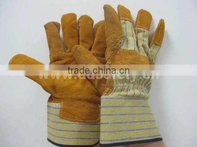 DDSAFETY Hot Sale 2016 Working Yellow Cow Split Leather Glove Safety Glove