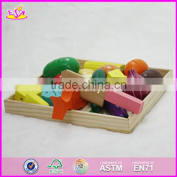 2017 New design children pretend play cutting wooden toy food W10B173