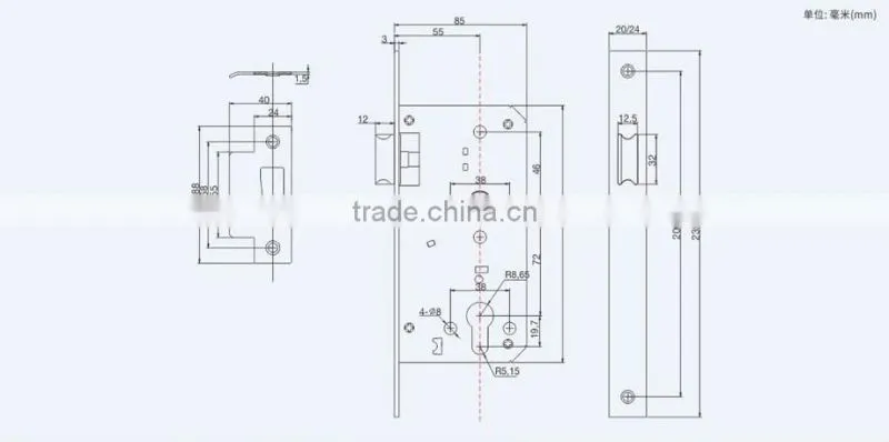high perforance classic model good quality mortise lock body 55x72