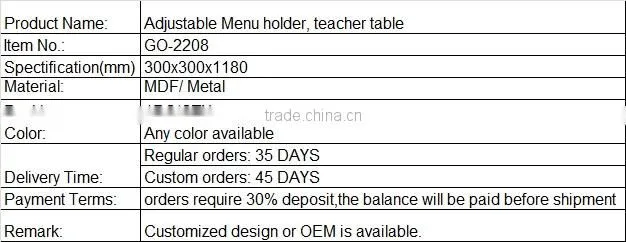 Adjustable menu stand of kitchen equipment restaurant