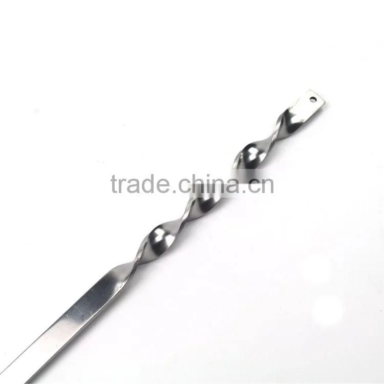 6pcs stainless steel bbq baking skewers set with hanging hole