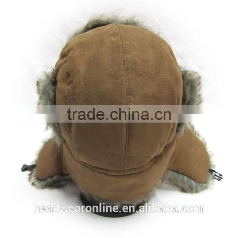 Good Quality Suede Fake Fur Winter Warm Earflap Trooper Hats Caps
