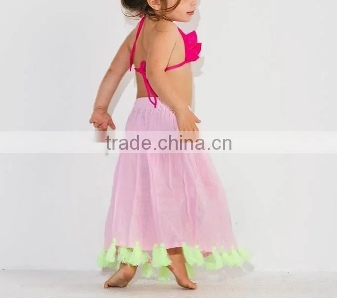 Little Pom Pom Gypsy Skirt Kids Frock Designs Children Clothing Pictures Of Long Skirts And Tops 2016 HSD5653