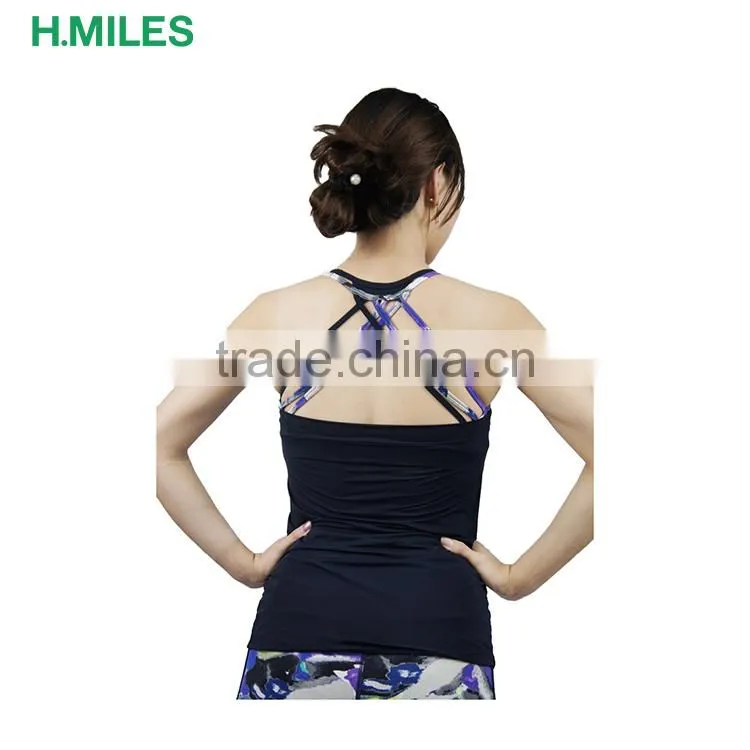 Black Gym Fitness Sport spaghetti strap tank top Vest Singlet for Running Training