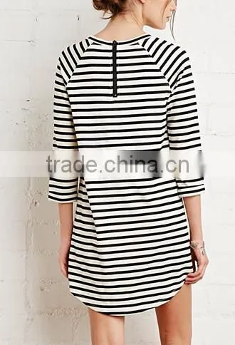 Classic stripes straight 7 minutes of sleeve dress