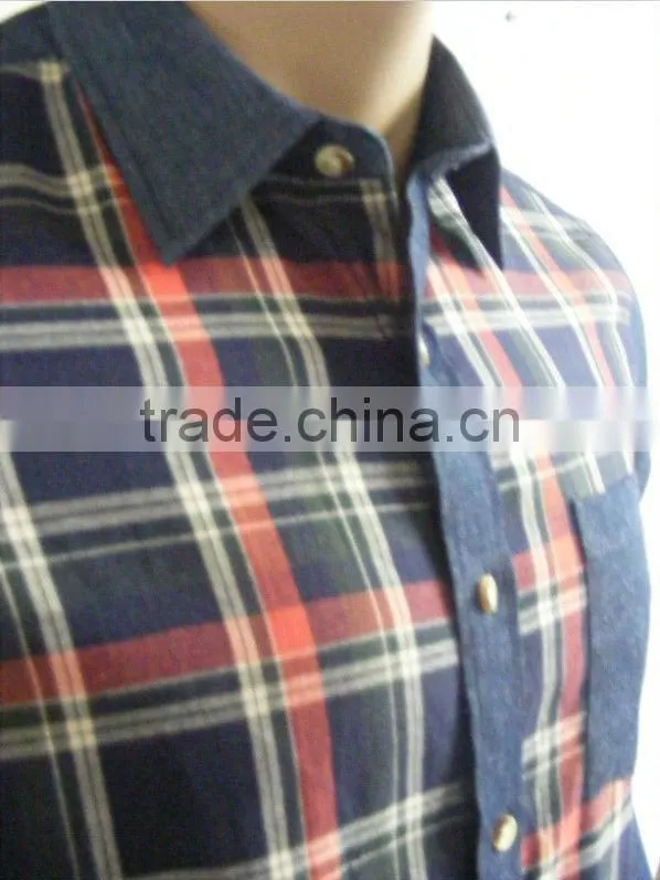 2016 Slim fit Newest Exclusive style 100%Cotton Yarn dyed Denim Shirt for men