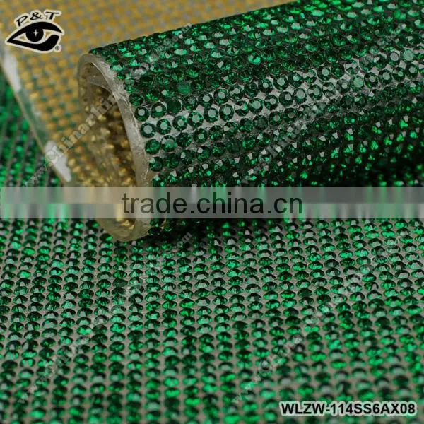 New !!! Iron On Rhinestone Mesh 2MM SS06 Chaton Emerald For Shoes