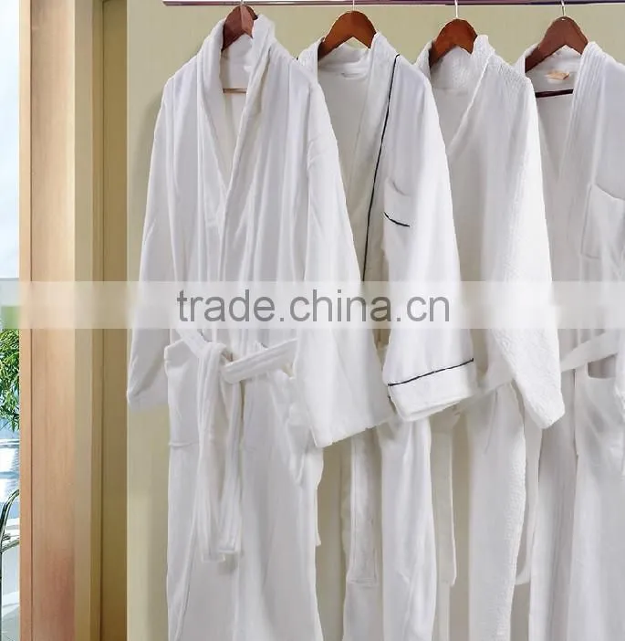 Luxury hotel 100% cotton cut pile Kimono style bathrobe