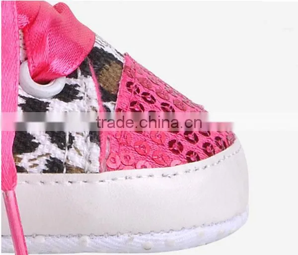 new design leopard sequins print baby girl shoes