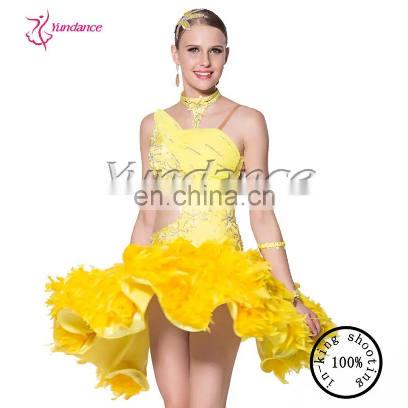 Fashion Yellow Girl Dance Clothing Dance Dress 2016 L-1033