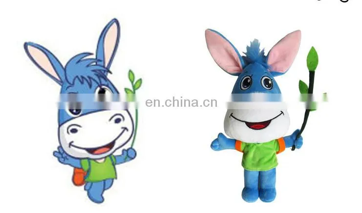 Best quality custom logo printed donkey custom plush toys